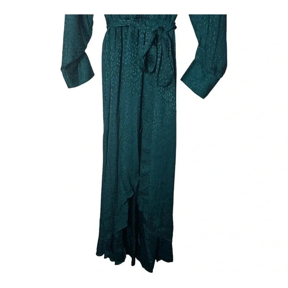1812. ALEX‎ B NITES LONG SLEEVE MAXI DRESS LEOPARD PRINT IN EMERALD GREEN COLOR - Picture 4 of 8